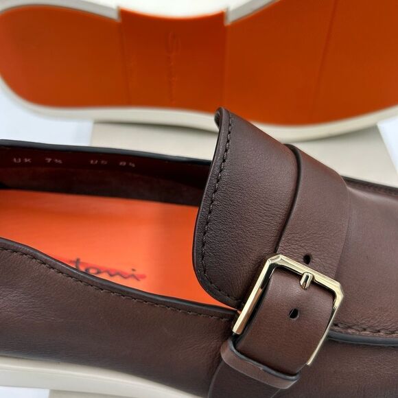 Men's Santoni dread Leather loafers size 8.5 US made in Italy - Picture 7 of 9